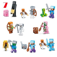 16Pcs/Lot Minecraft Steve Alex Zombie Enderman Reuben Skeleton Weapon Action Figures Toys - Lusy Store