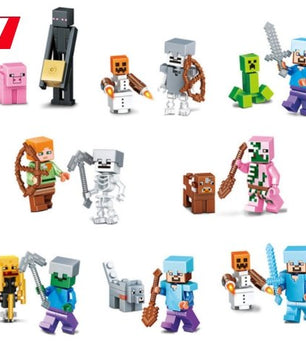 16Pcs/Lot Minecraft Steve Alex Zombie Enderman Reuben Skeleton Weapon Action Figures Toys - Lusy Store