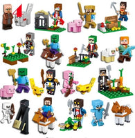 16Pcs/Lot Minecraft Steve Alex Zombie Enderman Reuben Skeleton Weapon Action Figures Toys - Lusy Store