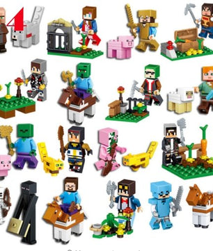 16Pcs/Lot Minecraft Steve Alex Zombie Enderman Reuben Skeleton Weapon Action Figures Toys - Lusy Store