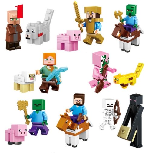 16Pcs/Lot Minecraft Steve Alex Zombie Enderman Reuben Skeleton Weapon Action Figures Toys - Lusy Store