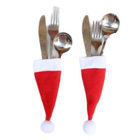 1PC Christmas Decorative tableware Knife Fork Set Lovely Christmas Hat Storage - Lusy Store