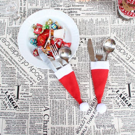 1PC Christmas Decorative tableware Knife Fork Set Lovely Christmas Hat Storage - Lusy Store