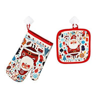 1Set Oven Mitts Christmas Baking Anti-Hot Gloves And Pad Oven And Microwave Insulation Mat For Home Xmas Party - Lusy Store