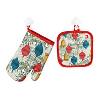 1Set Oven Mitts Christmas Baking Anti-Hot Gloves And Pad Oven And Microwave Insulation Mat For Home Xmas Party - Lusy Store