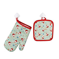 1Set Oven Mitts Christmas Baking Anti-Hot Gloves And Pad Oven And Microwave Insulation Mat For Home Xmas Party - Lusy Store
