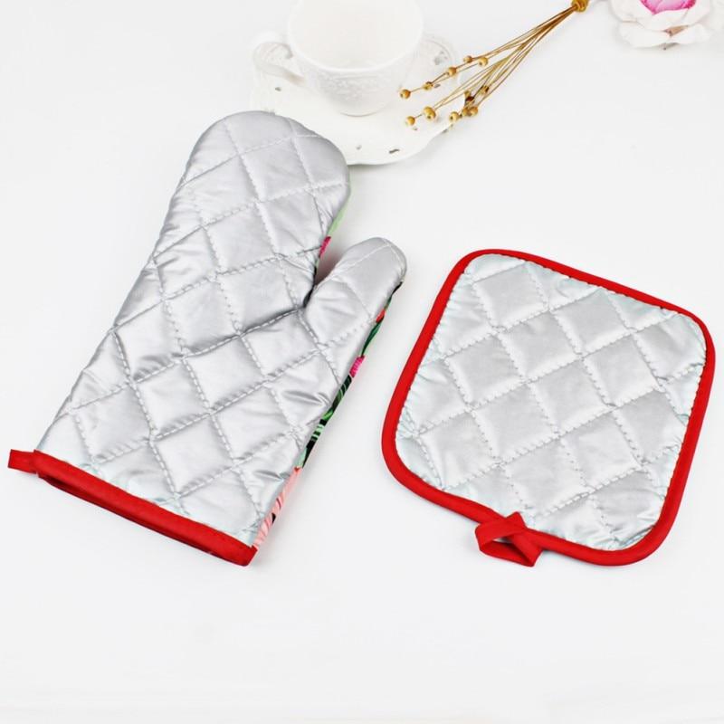 1Set Oven Mitts Christmas Baking Anti-Hot Gloves And Pad Oven And Microwave Insulation Mat For Home Xmas Party - Lusy Store