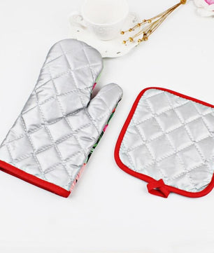 1Set Oven Mitts Christmas Baking Anti-Hot Gloves And Pad Oven And Microwave Insulation Mat For Home Xmas Party - Lusy Store