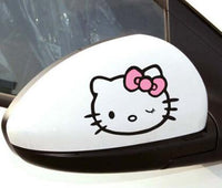 2 x Funny Hello Kitty Car Stickers Car Decal Rear View Mirror Decals - Lusy Store