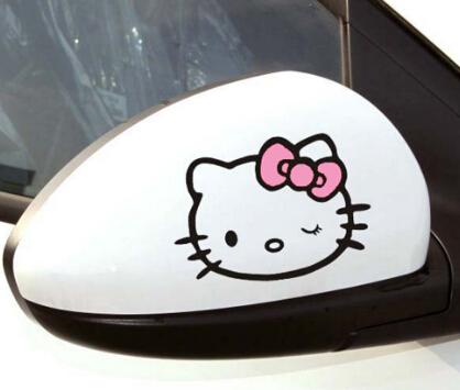 2 x Funny Hello Kitty Car Stickers Car Decal Rear View Mirror Decals - Lusy Store