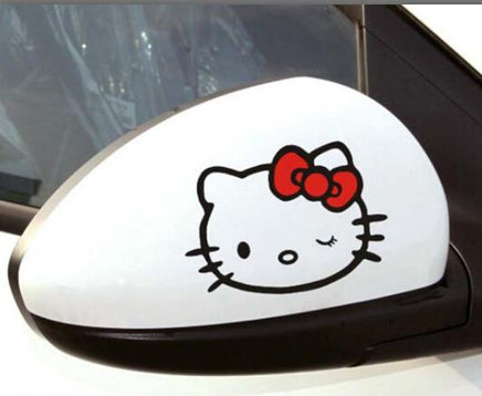 2 x Funny Hello Kitty Car Stickers Car Decal Rear View Mirror Decals - Lusy Store