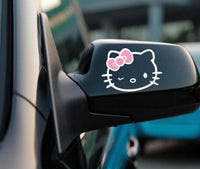 2 x Funny Hello Kitty Car Stickers Car Decal Rear View Mirror Decals - Lusy Store