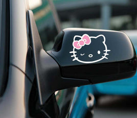 2 x Funny Hello Kitty Car Stickers Car Decal Rear View Mirror Decals - Lusy Store
