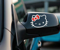 2 x Funny Hello Kitty Car Stickers Car Decal Rear View Mirror Decals - Lusy Store