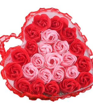 24Pcs Rose Flower Soap Heart Scented Bath Body Petal Rose Flower Soap Wedding Decoration - Lusy Store