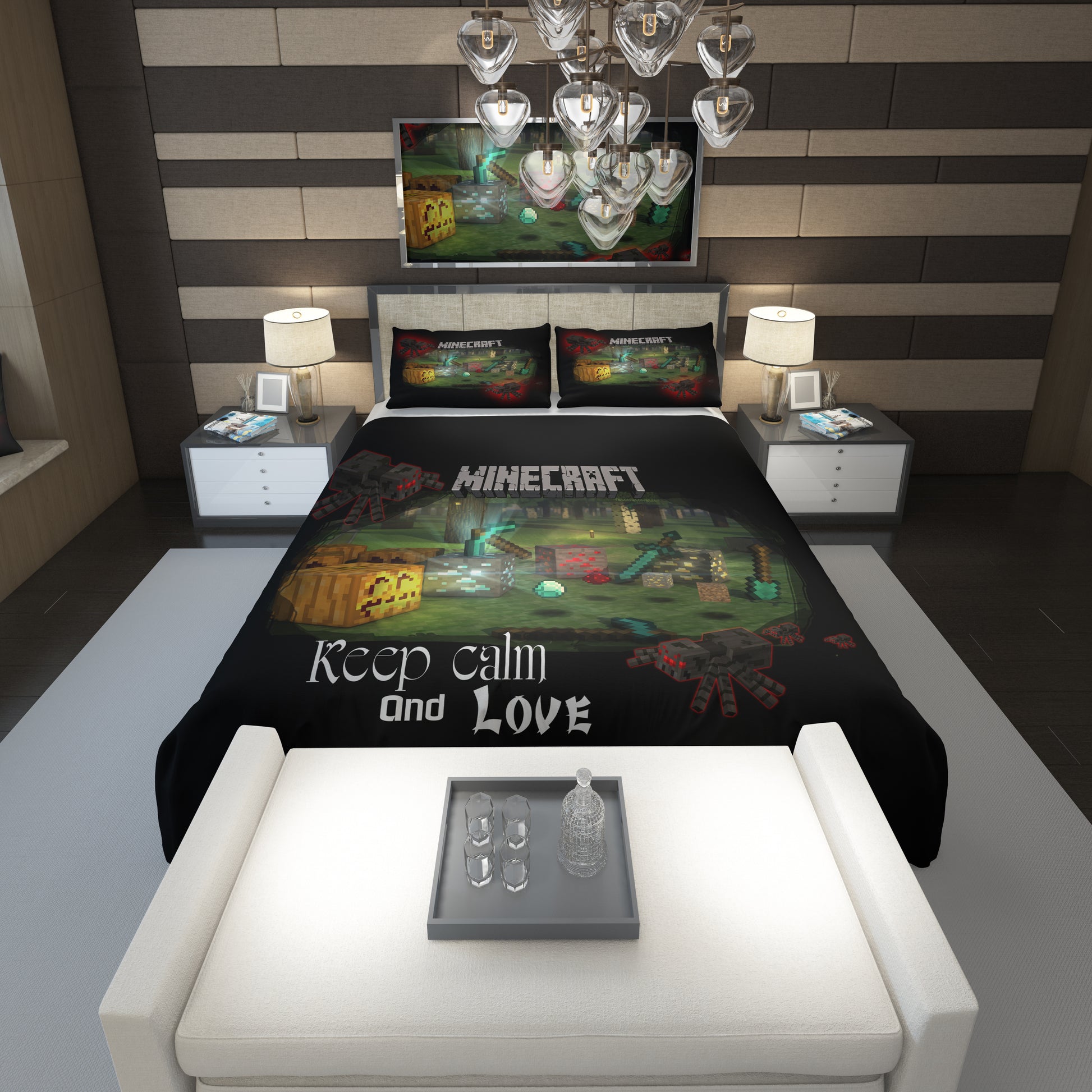 Minecraft bedding funny minecraft spider kids bedroom sets - Lusy Store