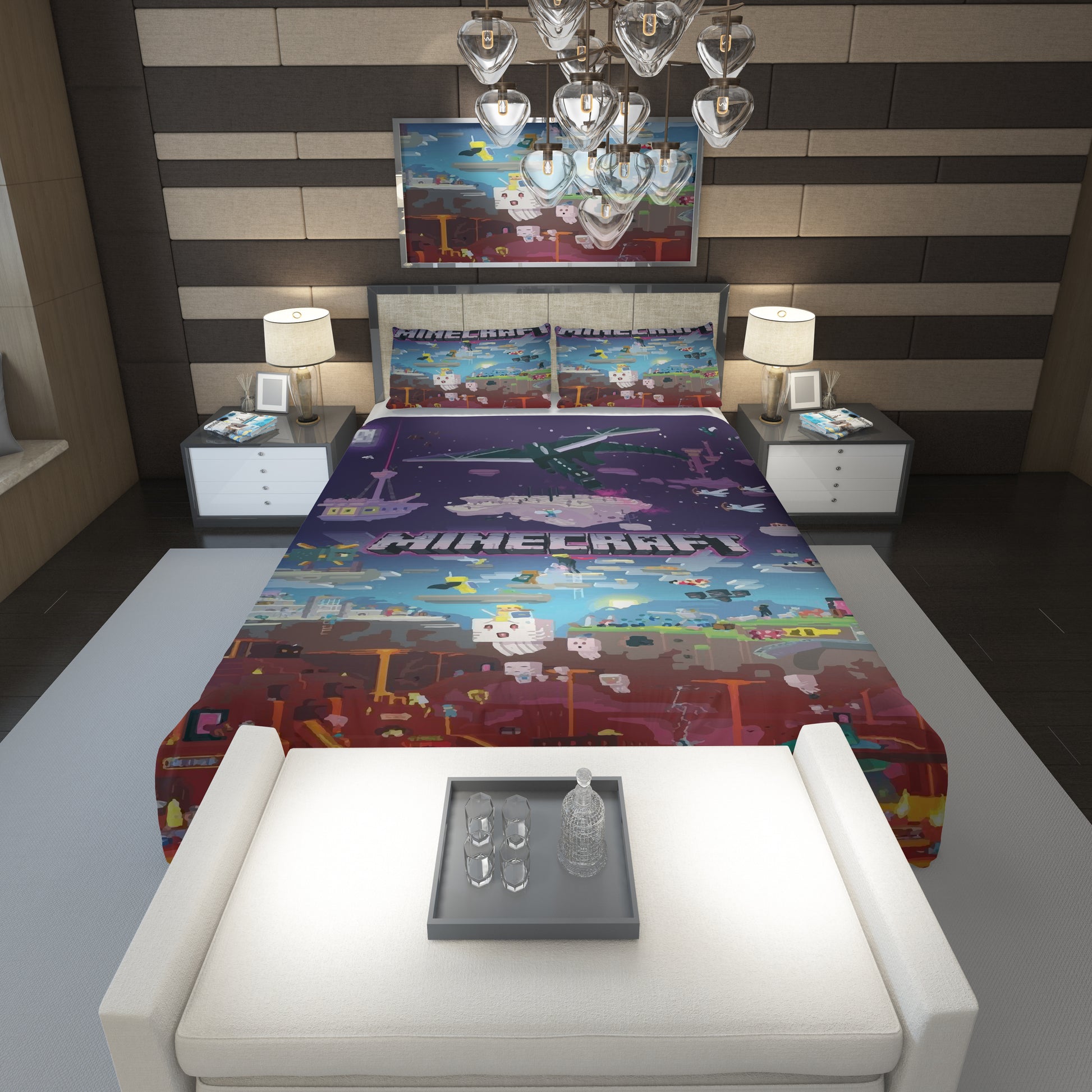 Minecraft bedding set minecraft world kids bedroom sets - Lusy Store