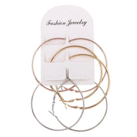 3 Pair Fashion Lady Women Thin Round Big Large Dangle Hoop Loop Earrings - Lusy Store