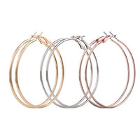 3 Pair Fashion Lady Women Thin Round Big Large Dangle Hoop Loop Earrings - Lusy Store