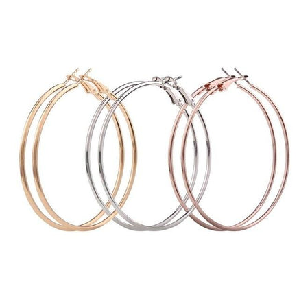 3 Pair Fashion Lady Women Thin Round Big Large Dangle Hoop Loop Earrings - Lusy Store