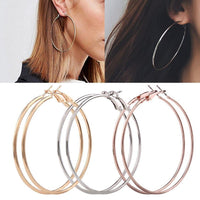 3 Pair Fashion Lady Women Thin Round Big Large Dangle Hoop Loop Earrings - Lusy Store