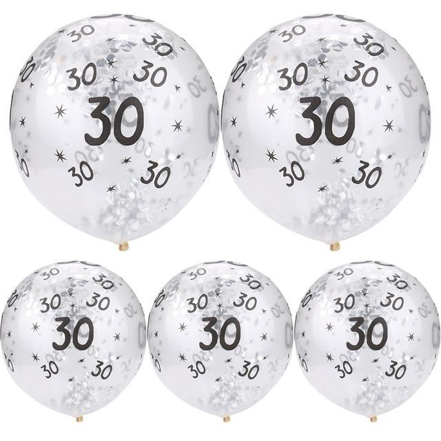 30 40 50th Happy Birthday Age Confetti Filled Balloons Wedding Party 5 pcs - Lusy Store