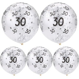 30 40 50th Happy Birthday Age Confetti Filled Balloons Wedding Party 5 pcs - Lusy Store