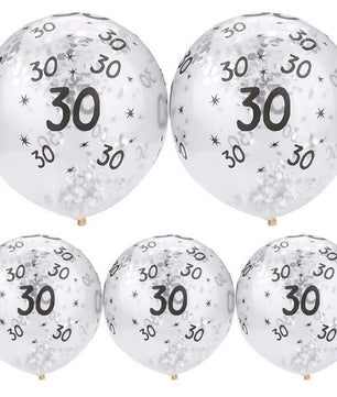 30 40 50th Happy Birthday Age Confetti Filled Balloons Wedding Party 5 pcs - Lusy Store