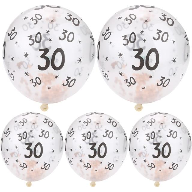 30 40 50th Happy Birthday Age Confetti Filled Balloons Wedding Party 5 pcs - Lusy Store