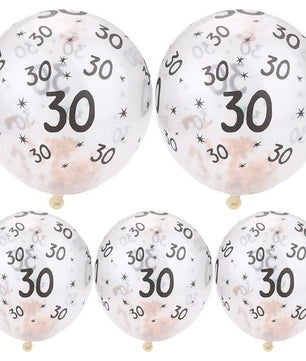 30 40 50th Happy Birthday Age Confetti Filled Balloons Wedding Party 5 pcs - Lusy Store