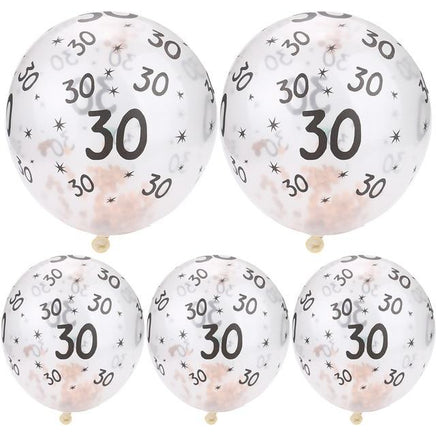 30 40 50th Happy Birthday Age Confetti Filled Balloons Wedding Party 5 pcs - Lusy Store