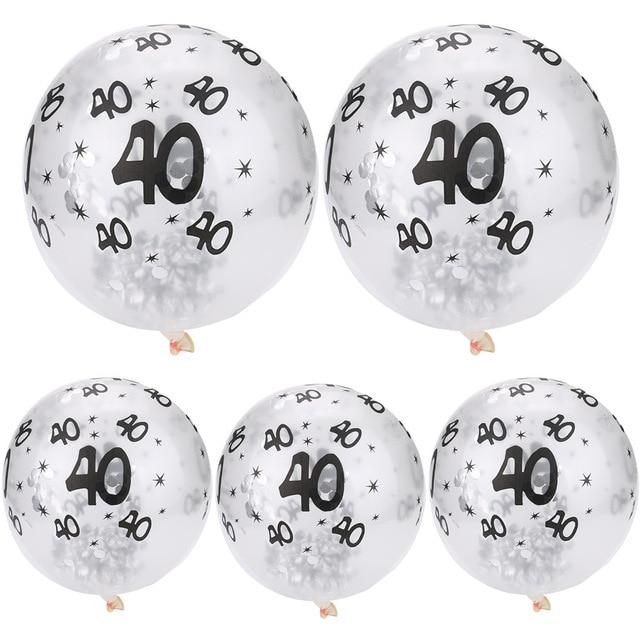 30 40 50th Happy Birthday Age Confetti Filled Balloons Wedding Party 5 pcs - Lusy Store
