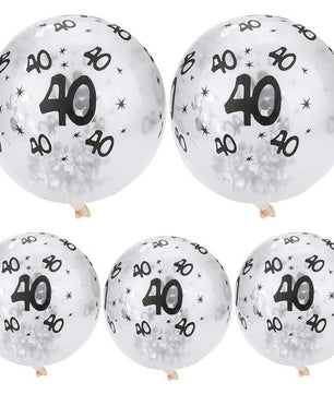 30 40 50th Happy Birthday Age Confetti Filled Balloons Wedding Party 5 pcs - Lusy Store