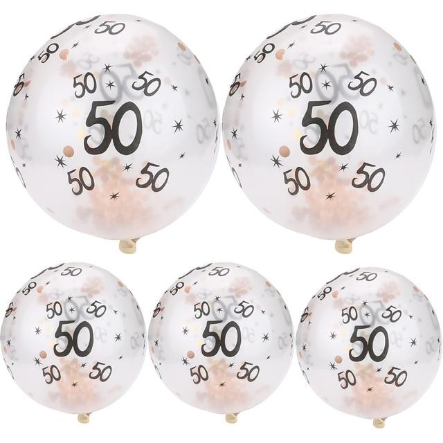 30 40 50th Happy Birthday Age Confetti Filled Balloons Wedding Party 5 pcs - Lusy Store