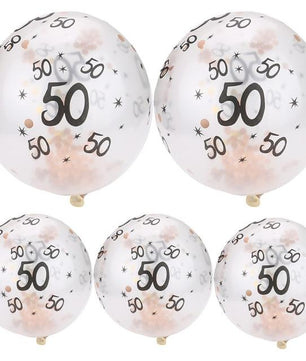 30 40 50th Happy Birthday Age Confetti Filled Balloons Wedding Party 5 pcs - Lusy Store