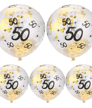30 40 50th Happy Birthday Age Confetti Filled Balloons Wedding Party 5 pcs - Lusy Store