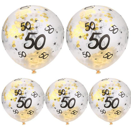30 40 50th Happy Birthday Age Confetti Filled Balloons Wedding Party 5 pcs - Lusy Store