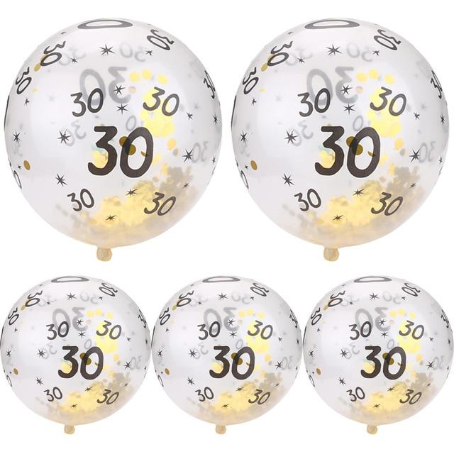 30 40 50th Happy Birthday Age Confetti Filled Balloons Wedding Party 5 pcs - Lusy Store