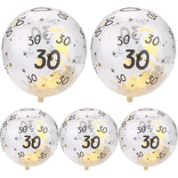 30 40 50th Happy Birthday Age Confetti Filled Balloons Wedding Party 5 pcs - Lusy Store