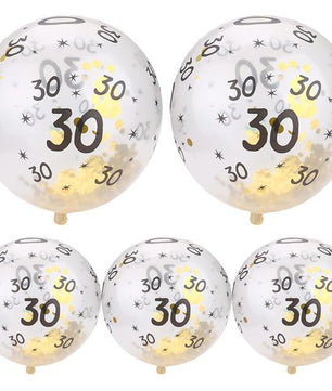 30 40 50th Happy Birthday Age Confetti Filled Balloons Wedding Party 5 pcs - Lusy Store