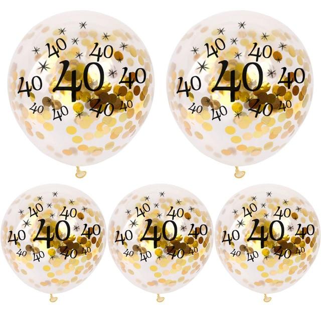 30 40 50th Happy Birthday Age Confetti Filled Balloons Wedding Party 5 pcs - Lusy Store