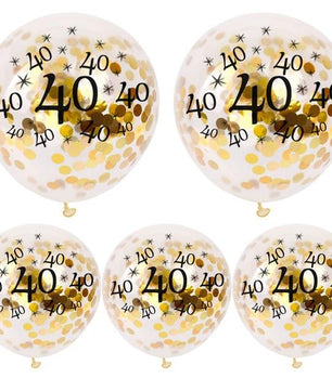 30 40 50th Happy Birthday Age Confetti Filled Balloons Wedding Party 5 pcs - Lusy Store