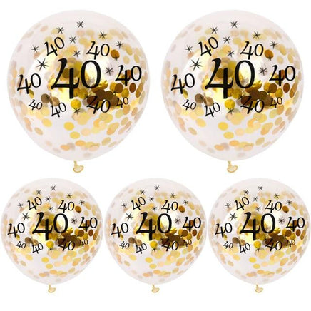 30 40 50th Happy Birthday Age Confetti Filled Balloons Wedding Party 5 pcs - Lusy Store