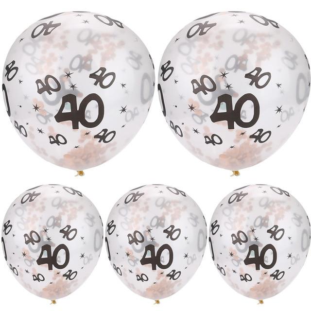 30 40 50th Happy Birthday Age Confetti Filled Balloons Wedding Party 5 pcs - Lusy Store