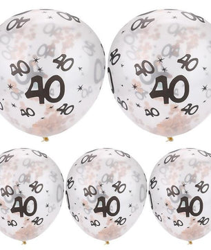 30 40 50th Happy Birthday Age Confetti Filled Balloons Wedding Party 5 pcs - Lusy Store