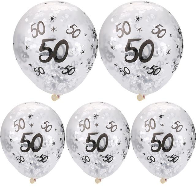 30 40 50th Happy Birthday Age Confetti Filled Balloons Wedding Party 5 pcs - Lusy Store