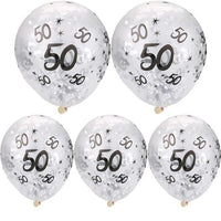 30 40 50th Happy Birthday Age Confetti Filled Balloons Wedding Party 5 pcs - Lusy Store