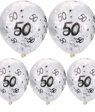 30 40 50th Happy Birthday Age Confetti Filled Balloons Wedding Party 5 pcs - Lusy Store