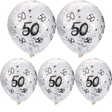 30 40 50th Happy Birthday Age Confetti Filled Balloons Wedding Party 5 pcs - Lusy Store