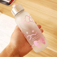 300ML Hello Kitty Water Bottles Portable Frosted Glass Sport Water - Lusy Store